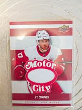 2025-26 Upper Deck Detroit Red Wings Centennial Motor City Materials J.T. Compher #MCM-JC card