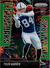 2025 Panini Prizm Fireworks Tyler Warren #12 card