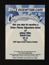 2025 Topps Cosmic Chrome Solar Flares Signatures Jahmyr Gibbs #SFS-JG card