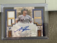2025 Topps Museum Collection Single Player Signature Swatches Quad Relic Autographs Anthony Volpe #SPQRA-AV card