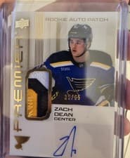 2024-25 Upper Deck Premier Acetate Auto Patch Rookies Zach Dean #AR-ZD card