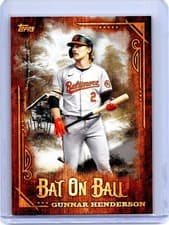 Gunnar Henderson 2025 Topps X Bob Ross: The Joy of Baseball Bat on Ball card
