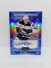 Matt Boldy 2024-25 O-Pee-Chee Platinum Blue Rainbow Autographs card
