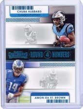 Chuba Hubbard, Amon-Ra St. Brown 2021 Panini Contenders Round Numbers Dual card