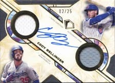 2025 Topps Diamond Icons Single Player Dual Team Autographed Relics Cody Bellinger #DTA-CB card