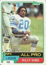Billy Sims 1981 Topps card