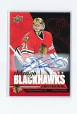 2025-26 Upper Deck Chicago Blackhawks Centennial Red Hot Autos Craig Anderson #66 card