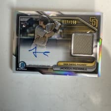 2024 Bowman Chrome Autograph Relics Chrome Refractor Jackson Merrill #BCAR-JM card