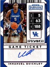 Immanuel Quickley 2020 Panini Contenders Draft Picks card