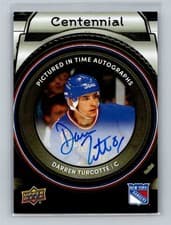 2025-26 Upper Deck New York Rangers Centennial Pictured In Time Autographs Darren Turcotte #PIT-DT card