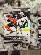 Connor McDavid, Jack Eichel 2019 Topps Now NHL Stickers card