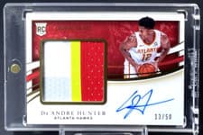 DE'Andre Hunter 2019 Panini Immaculate Collection Premium Patch Autographs card
