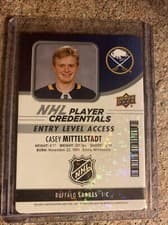 Casey Mittelstadt 2018 Upper Deck MVP NHL Player Credentials Entry Level Access card