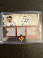 2025 Topps Museum Collection Single Player Signature Swatches Triple Relic Autographs Luis Gil #SPTRA-LG card