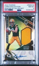 Christian Watson 2022 Panini Phoenix Rising Rookie Material Signature card