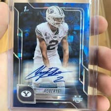 Chase Roberts 2025 Bowman University Chrome Sapphire Chrome Prospect Autographs card