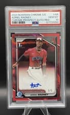 2024 Bowman Chrome Sapphire Edition Chrome Sapphire Prospect Autographs Adriel Radney #CSPA-AR card