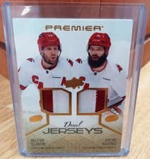 2024-25 Upper Deck Premier Premier Dual Jersey Jaccob Slavin/Brent Burns #PD-SB card