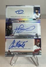 2025 Bowman's Best Triple Autographs Quinn Mathews/Hagen Smith/Thomas White #TA-WSM card