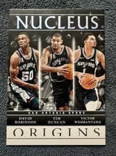 2024-25 Panini Origins Nucleus Set Victor Wembanyama/David Robinson/Tim Duncan #22 card