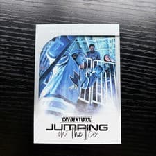 Macklin Celebrini 2024-25 Upper Deck Credentials Jumping on the Ice card
