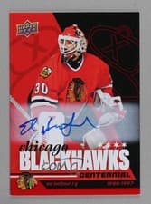 2025-26 Upper Deck Chicago Blackhawks Centennial Red Hot Autos Ed Belfour #44 card