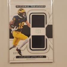 Colston Loveland 2025 Panini National Treasures Collegiate Combo Materials card