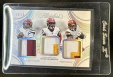 Jayden Daniels/Deebo Samuel/Terry McLaurin 2025 Panini Flawless Triple Patches card
