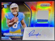 2025 Panini Prizm Rookie Patch Autographs Omarion Hampton #23 card