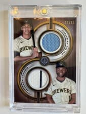 2025 Topps Tribute Dual-Player Relics Jackson Chourio / Christian Yelich #TPDR-YC card