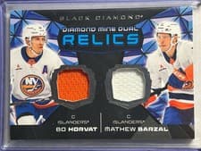 2025-26 Upper Deck Black Diamond Diamond Mine Dual Relics Bo Horvat/Mathew Barzal #DMDR-HB card