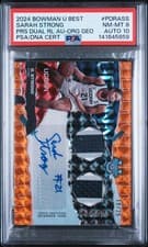 2024-25 Bowman's Best University Prospect Dual Relic Autographs Sarah Strong #PDRA-SS card