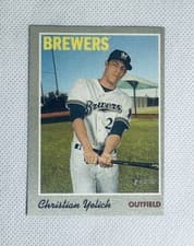 2019 Topps Heritage 1970 Cloth Stickers Christian Yelich #25