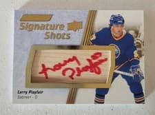2024-25 Upper Deck Engrained Icons Signature Shots Manufactured Stick Relics Larry Playfair #SS-LP card