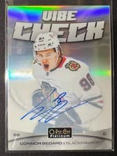 2025-26 O-Pee-Chee Platinum Vibe Check Rainbow Auto Connor Bedard #VC-8 card