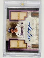 2025 Topps Museum Collection Single Player Signature Swatches Quad Relic Autographs Wyatt Langford #SPQRA-WL card