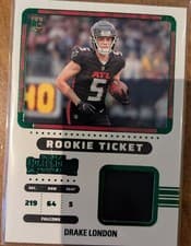 Drake London 2022 Panini Contenders Rookie Ticket Swatches card