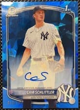 2025 Bowman Chrome Sapphire Edition Prospect Autographs Cam Schlittler #CPSA-CS card
