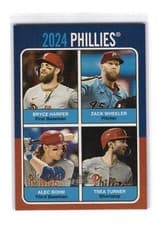 Trea Turner / Alec Bohm / Bryce Harper / Zack Wheeler 2024 Topps Heritage 1975 Topps Team Quads card