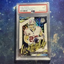 2025 Panini Mosaic Light It Up Mosaic Christian McCaffrey #5 card