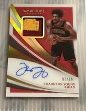 Thaddeus Young 2020 Panini Immaculate Collection Patch Autograph card