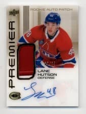 2024-25 Upper Deck Premier Acetate Auto Patch Rookies Lane Hutson #AR-LH card