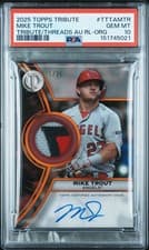 2025 Topps Tribute Threads Autograph Relics Mike Trout #TTTA-MTR card