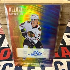 2025-26 Upper Deck Allure Color Flow Full Rainbow Auto Lukas Reichel #RA-LR card