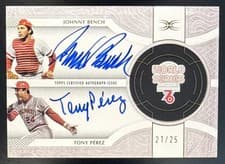 2025 Topps Definitive Collection Dual World Series Autograph Collection Johnny Bench #DWSA-BP card