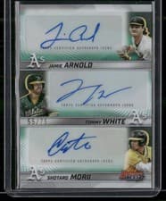 2025 Bowman's Best Triple Autographs Tommy White/Shotaro Morii/Jamie Arnold #TA-AWM card