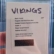 Randall McDaniel 2025 Panini Prizm Black Prizmatrix Signatures card