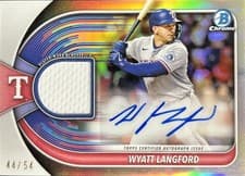 2025 Bowman Chrome Auto Relics Wyatt Langford #BCAR-WL card