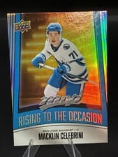 Macklin Celebrini 2025 Upper Deck MVP Rising to the Occasion card