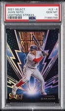 Juan Soto 2021 Panini Select Lightning Strikes card
